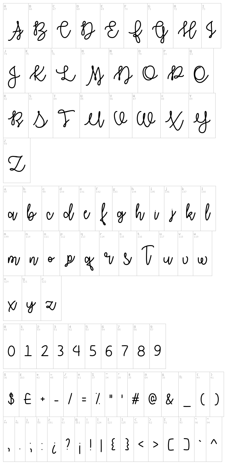 Autumn Moon font map